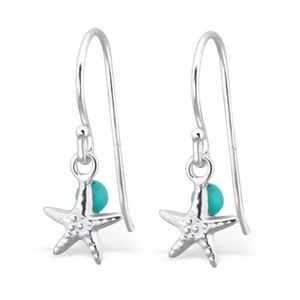 Sterling Silver Starfish Earrings w/Stones